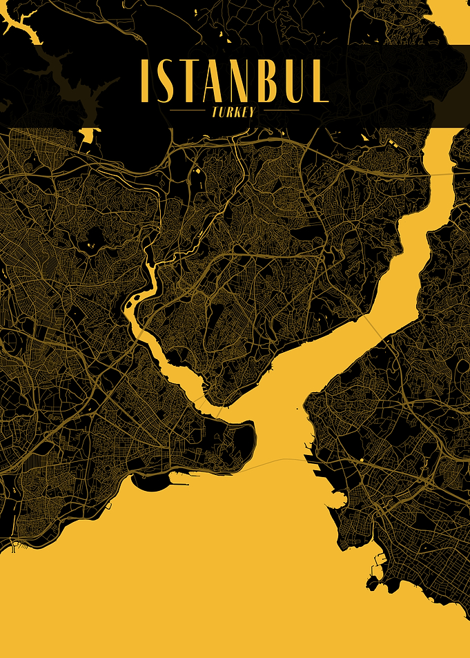 Istanbul Golden Map Art