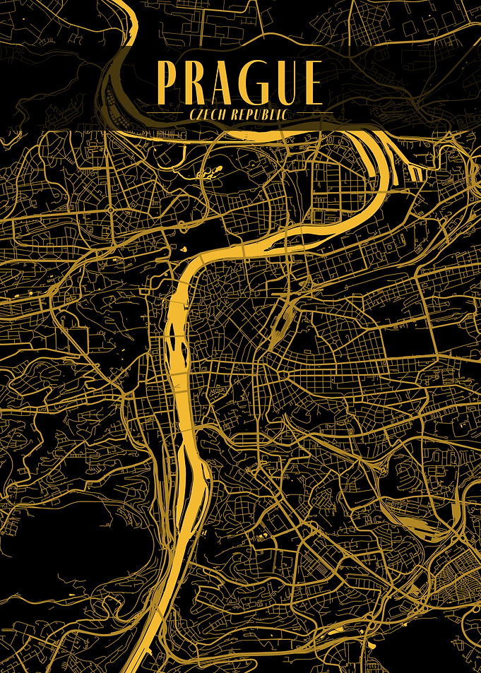 Prague Golden Map Art