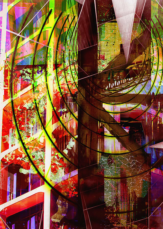 Abstract Cityscape with Geometric Shapes