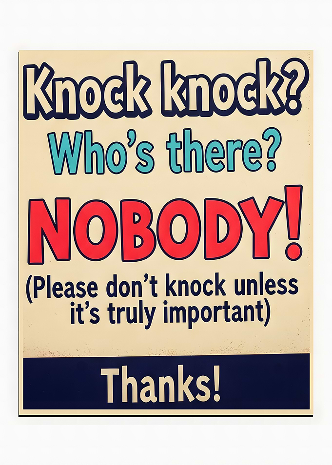 Knock Knock Nobody Sign