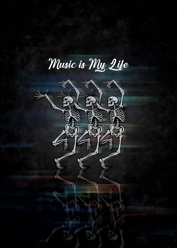 Dancing Skeletons with Music Quote