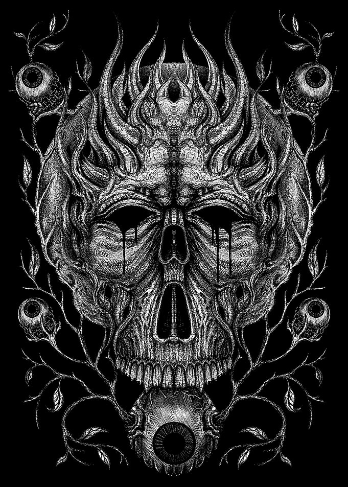 Skull with Eyes and Vines