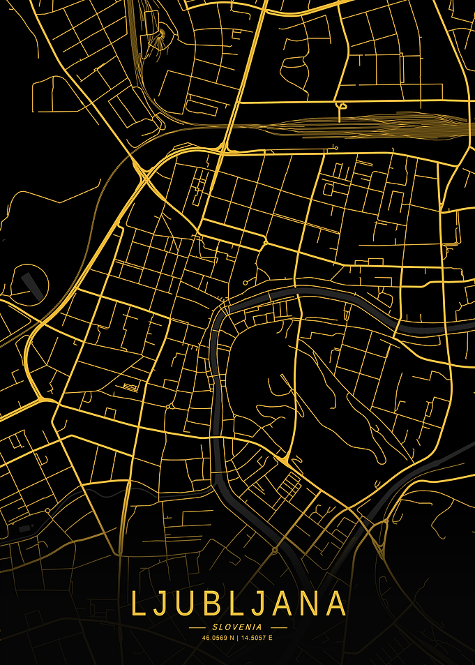 Golden Ljubljana City Map