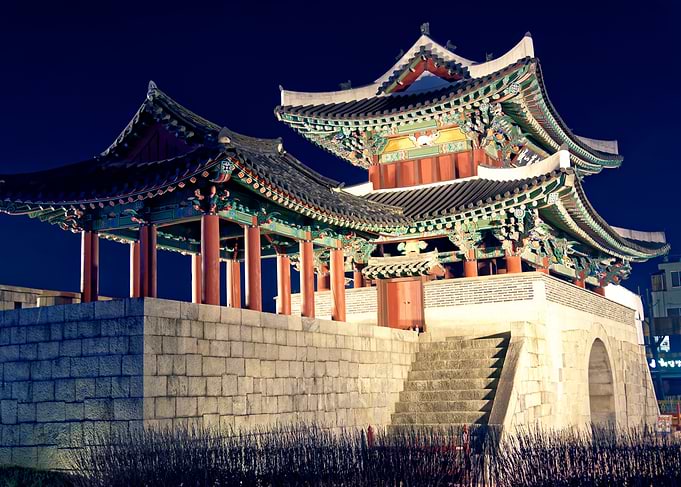 Korean Traditional Architecture at Night
