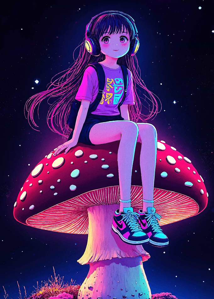 Anime Girl Mushroom Headphones