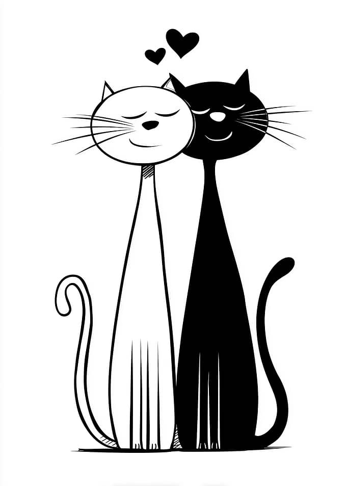 Loving Cats Black and White
