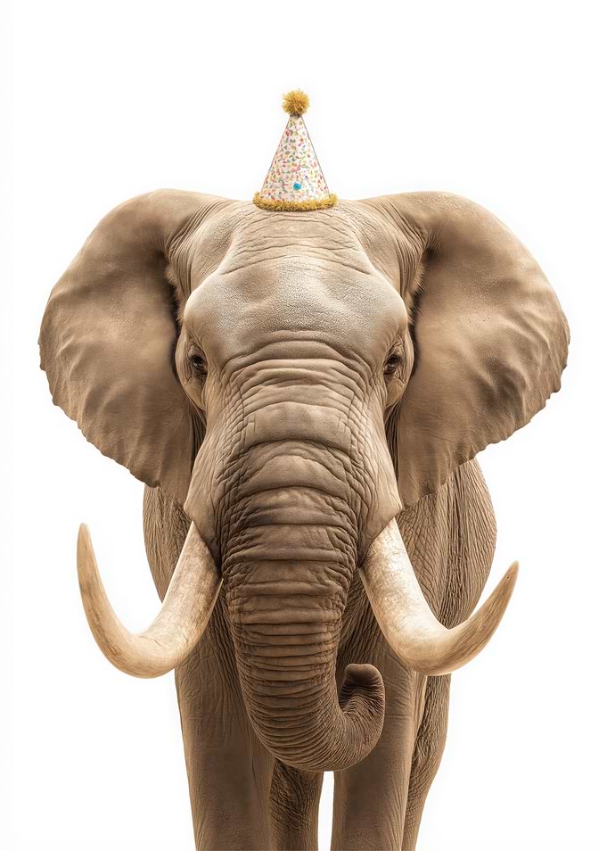 Elephant with Party Hat