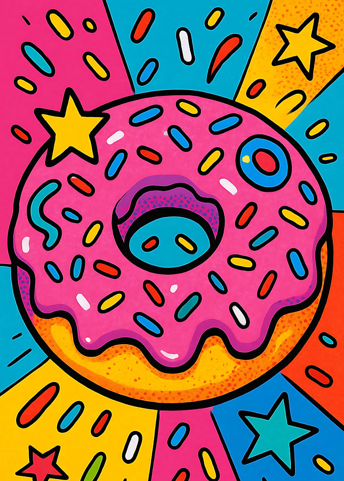 Colorful Donut with Sprinkles and Stars