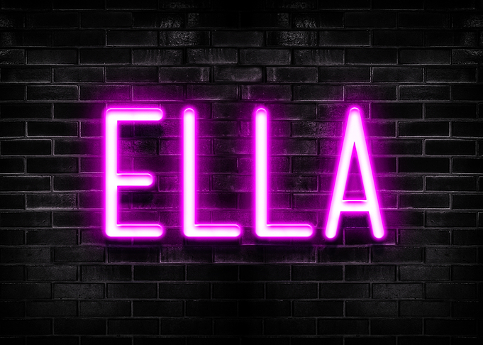 Ella Neon Sign on Brick Wall