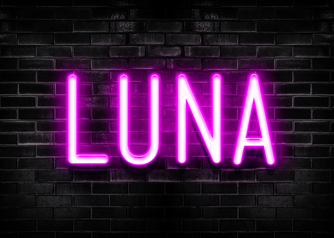 Luna Neon Sign on Brick Wall