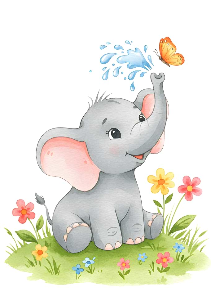 Cute Elephant with Butterfly