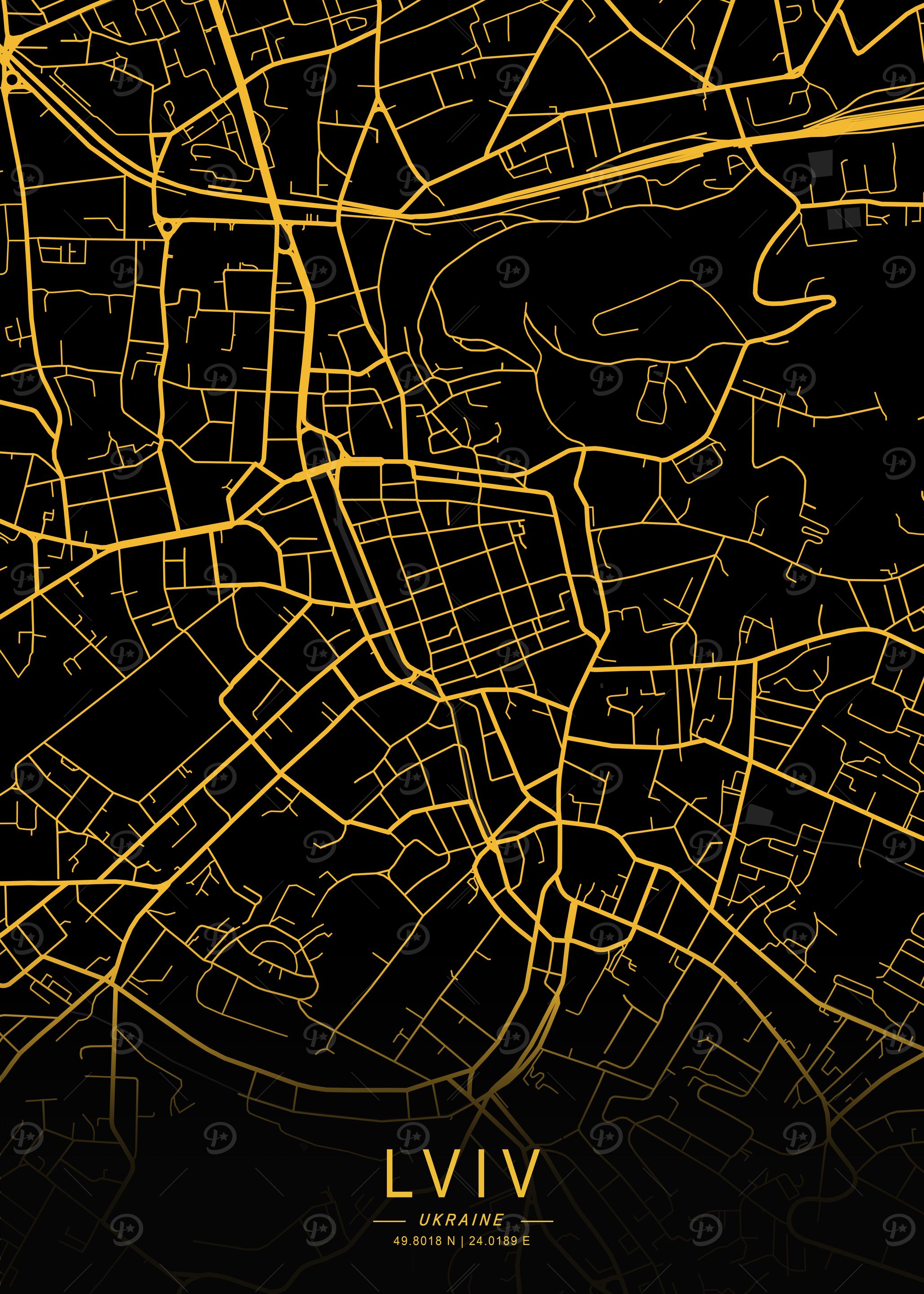 Golden Lviv City Map
