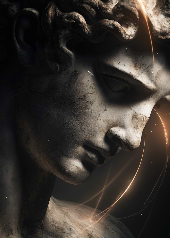 David Statue with Golden Light
