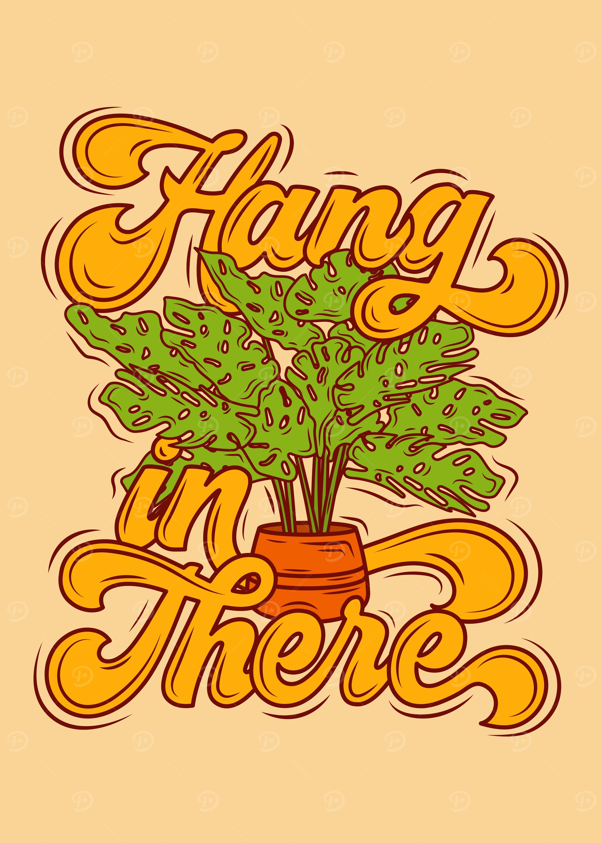 Hang in There Plant Illustration