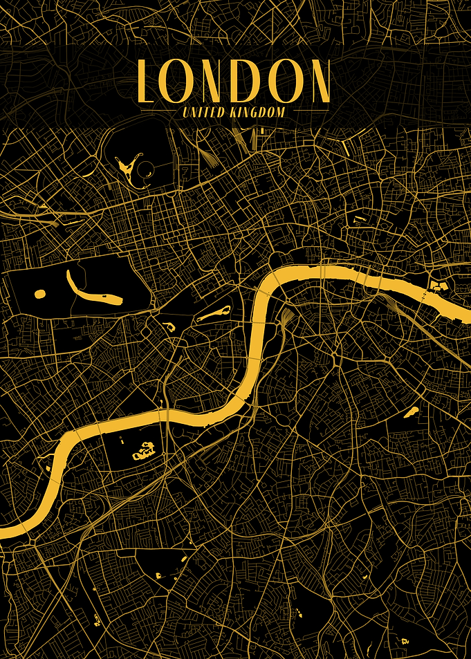 London Golden Map Art