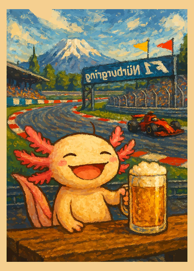 Axolotl with Beer at Race Track