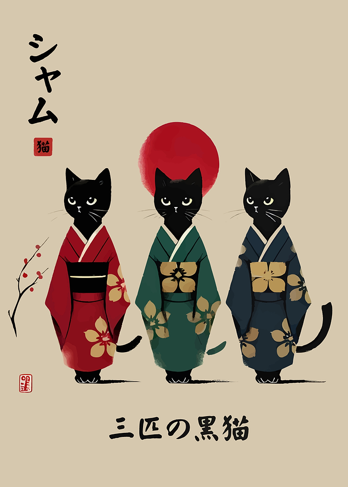 Cats japanese in Kimonos