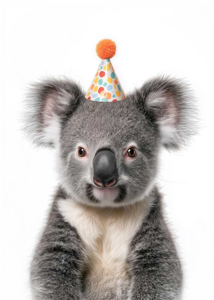 Koala with Birthday Hat