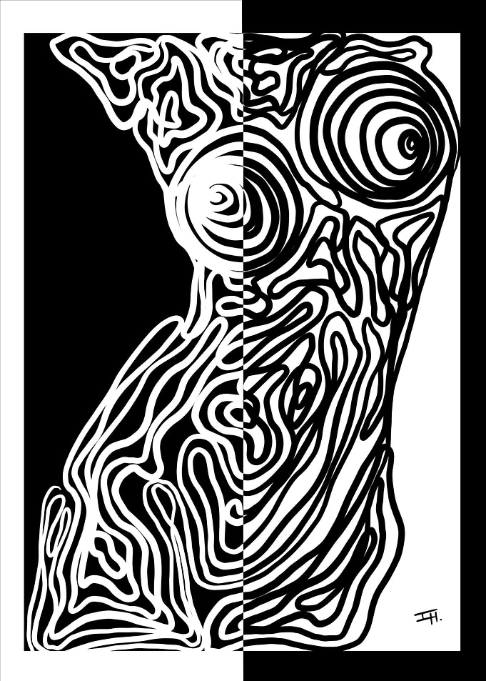 Abstract Female Torso - line Art