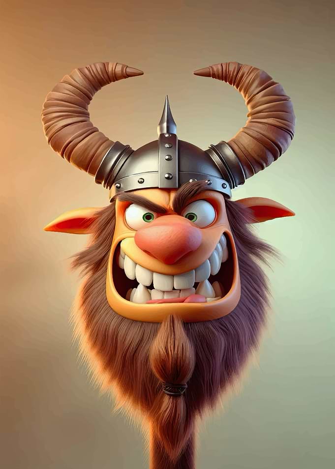 Cartoon Viking Monster Portrait