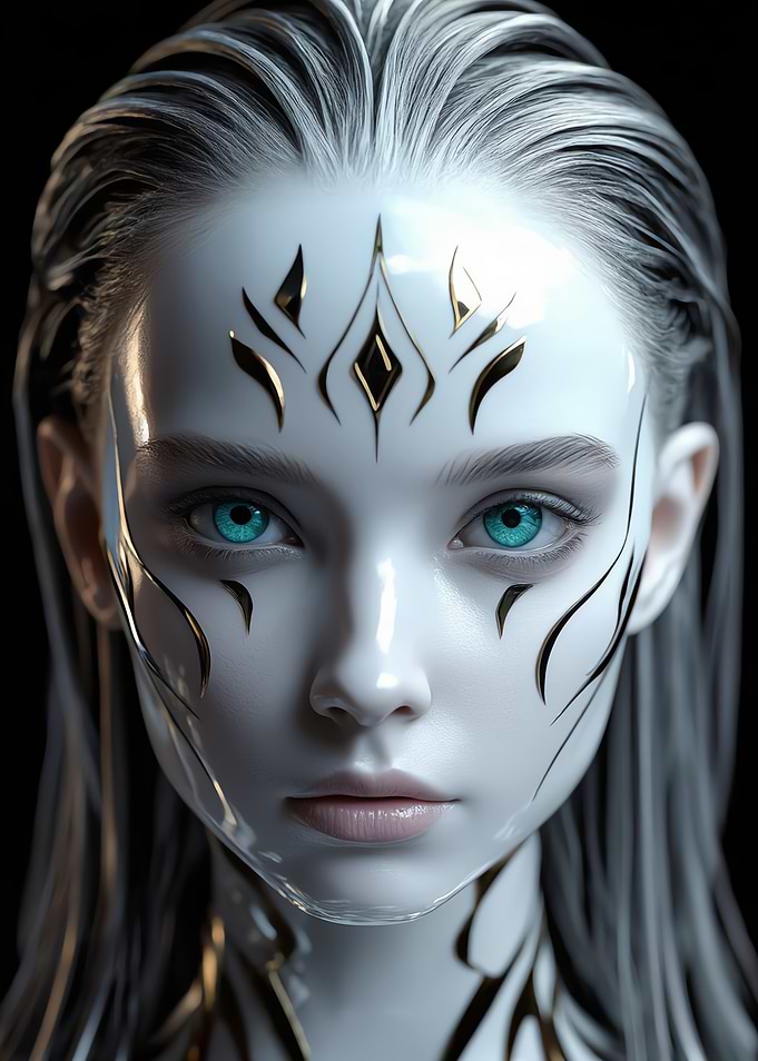 Albino Woman with Golden Markings