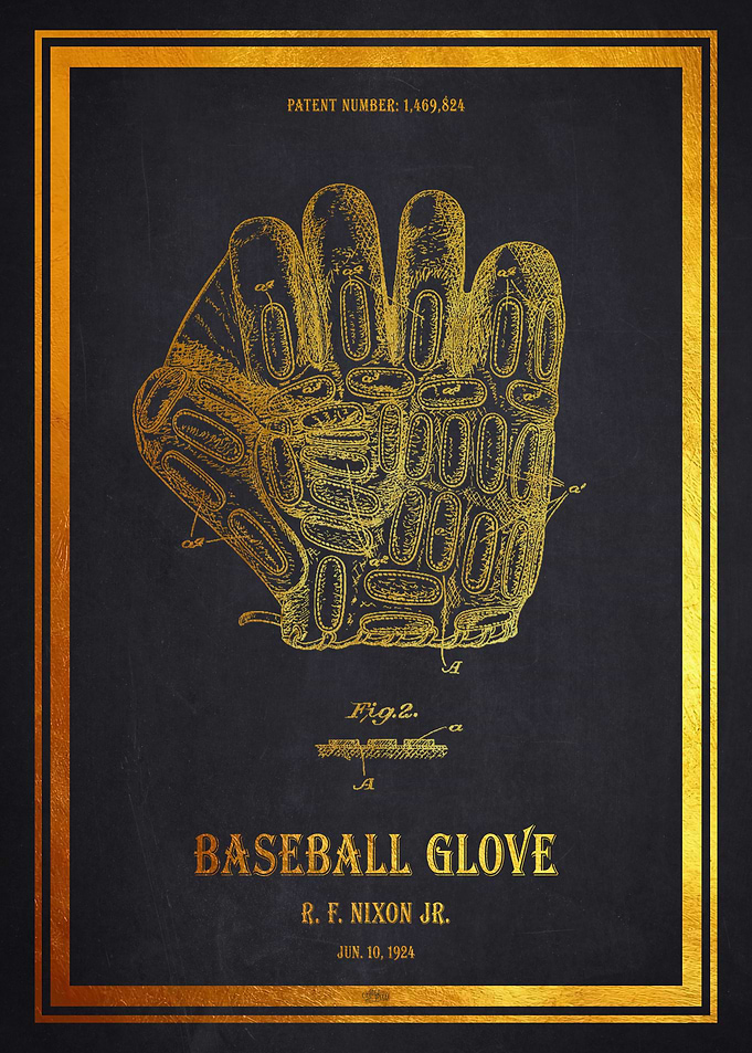 Baseball Glove Patent 1924 - Gold