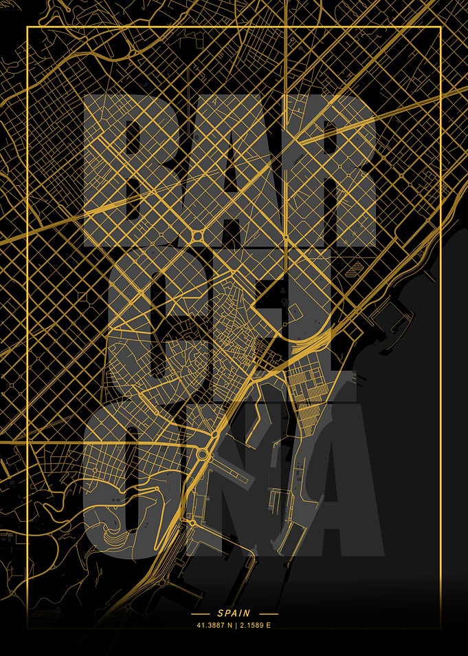 Barcelona City Map Art
