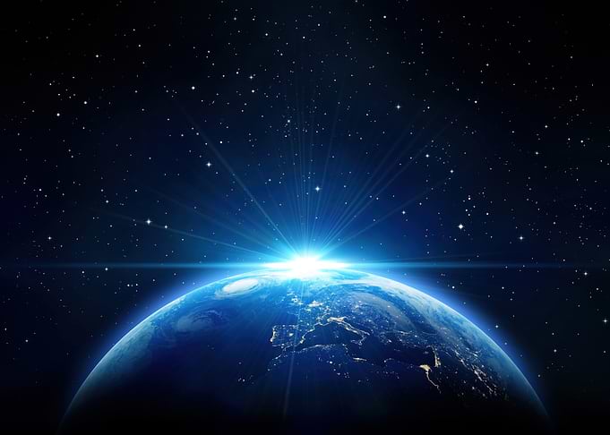 Earth from Space with Sunrise