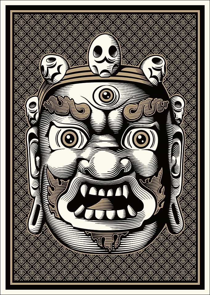 Japanese Oni Mask Illustration