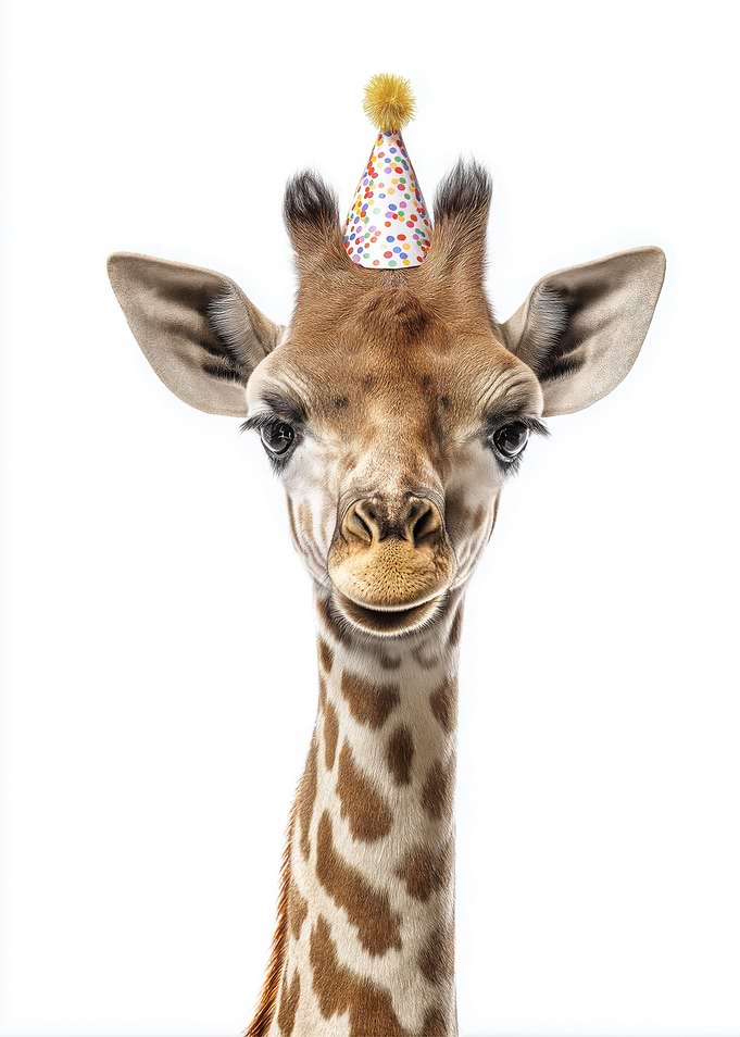 Giraffe with Party Hat