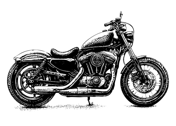 Black and White Motorcycle Illustration