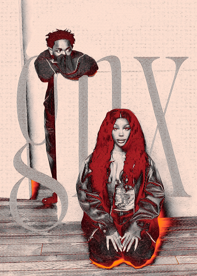 SZA and Male Figure Portrait