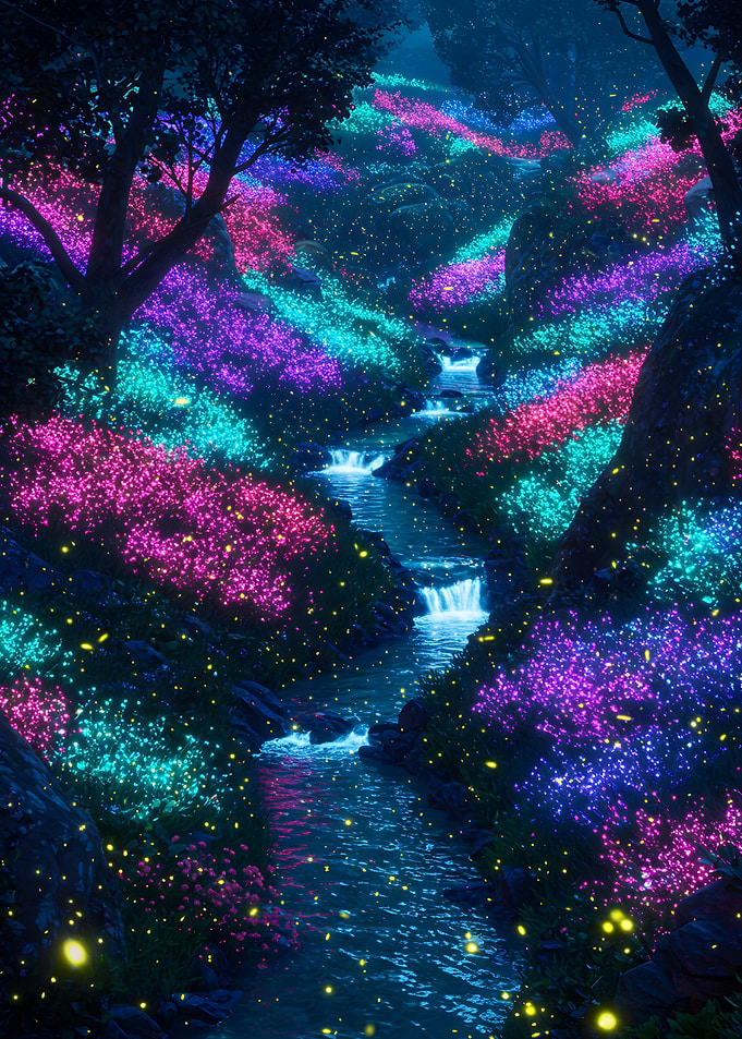 Enchanted Glowing River Landscape