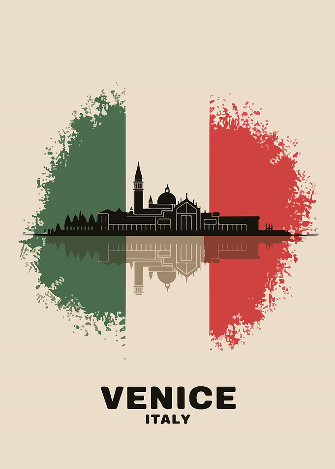 Venice Italy Skyline Flag Art