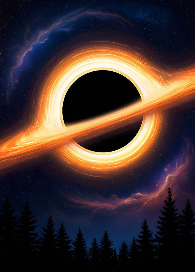 Black Hole Over Forest Digital Art