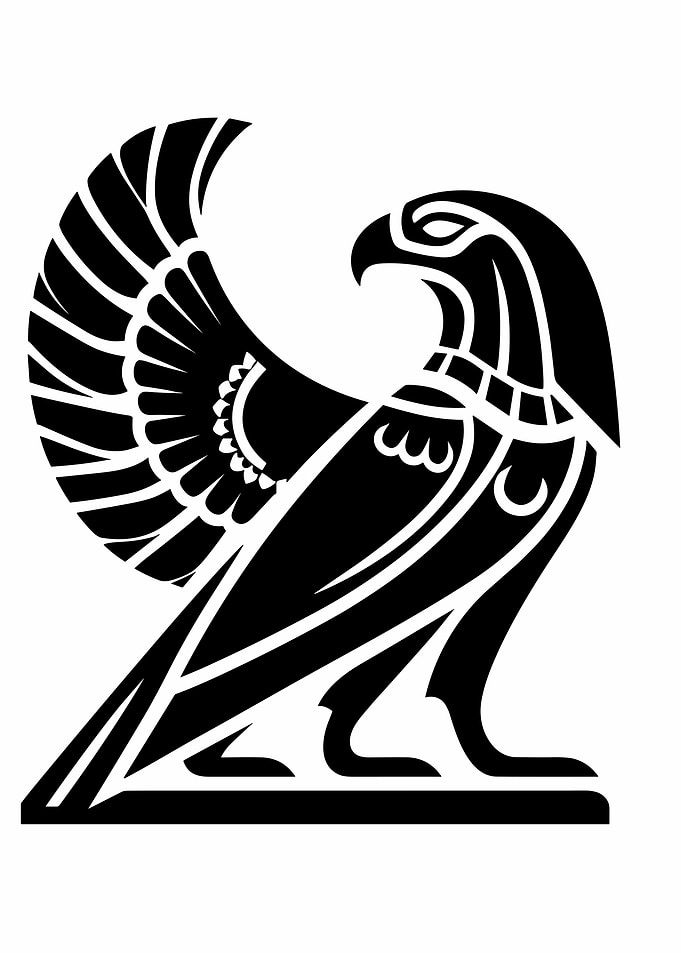 Egyptian Horus Icon Black and White