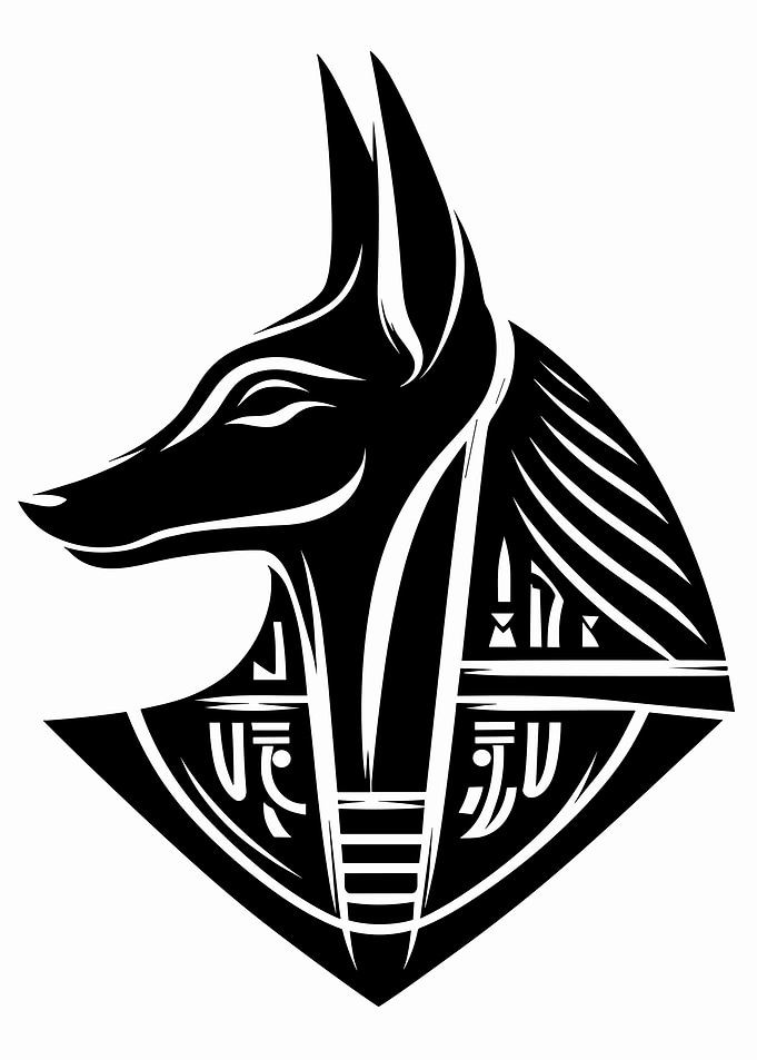 Anubis Black and White Illustration