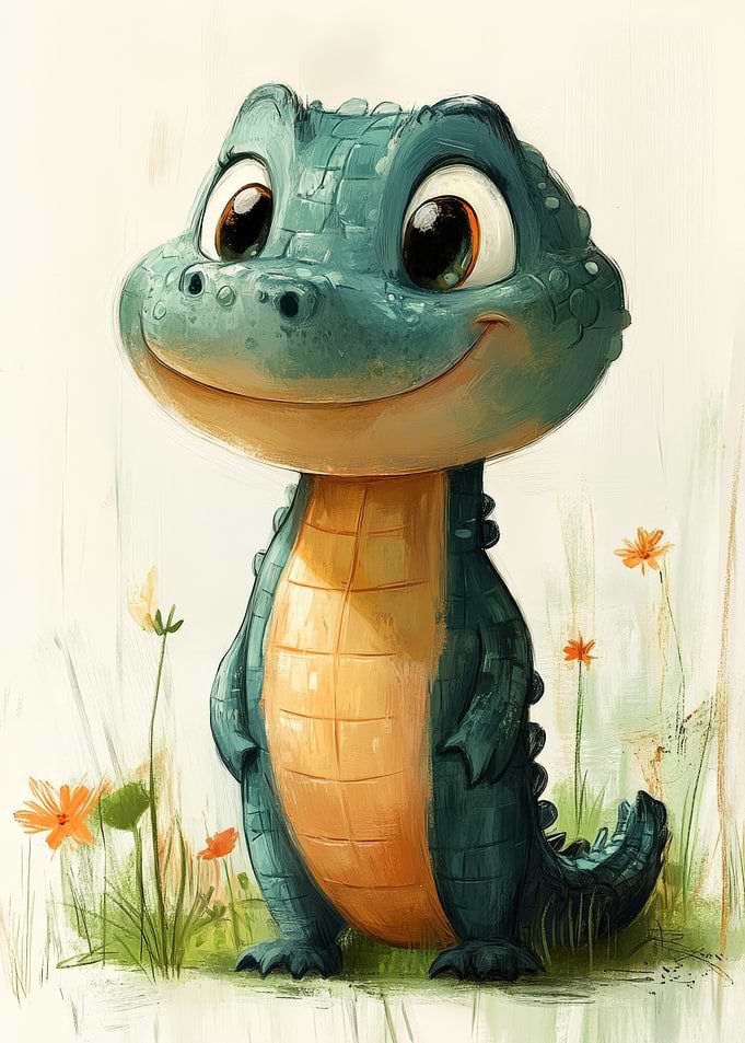 Cute Cartoon Crocodile Illustration