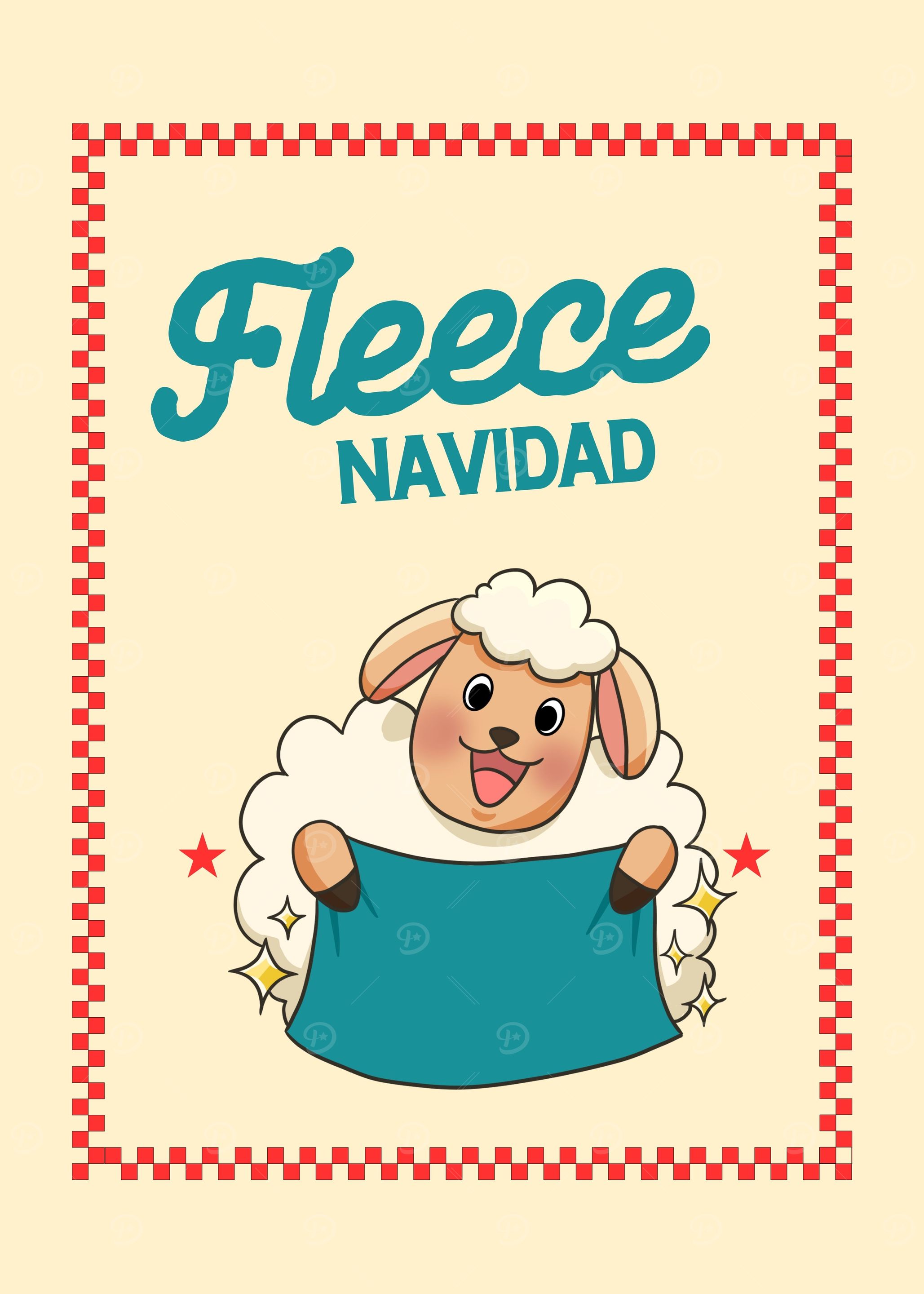 Fleece Navidad Cartoon Sheep Illustration