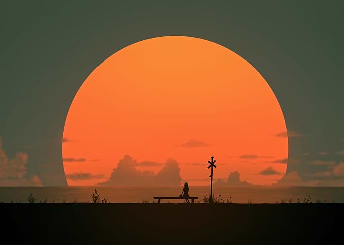 Silhouette of a Woman at Sunset