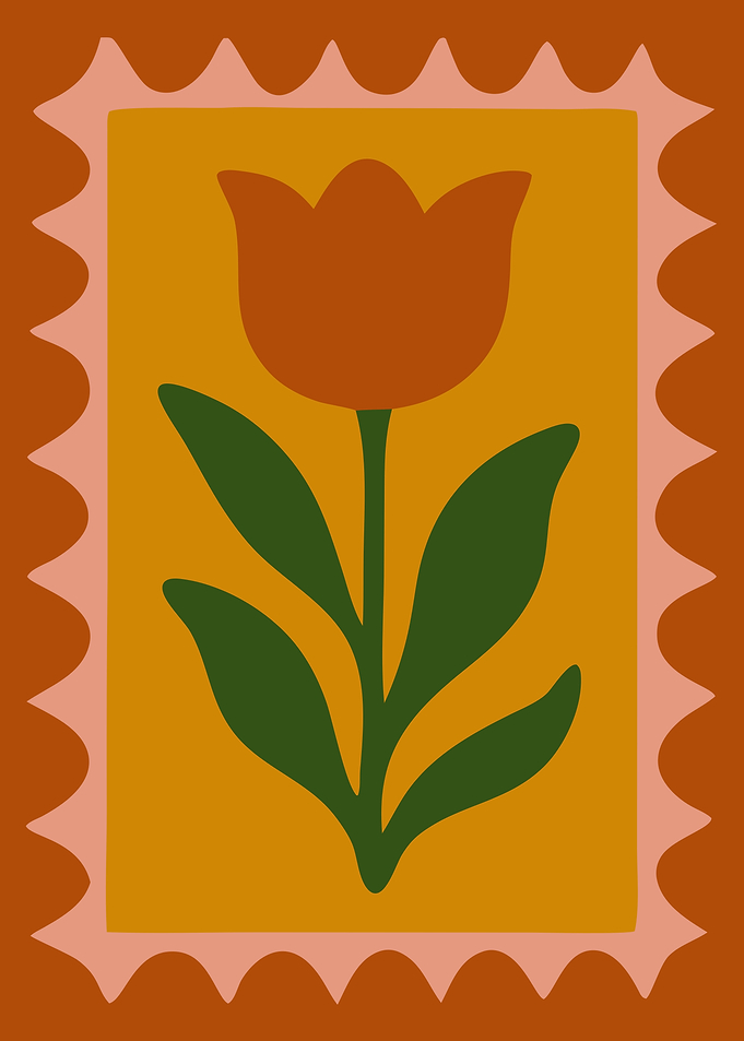 Retro Tulip Flower Illustration