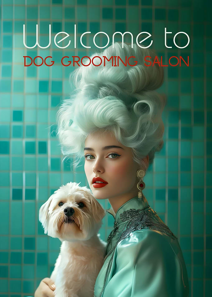 Welcome To Dog Grooming Salon - Retro Poster