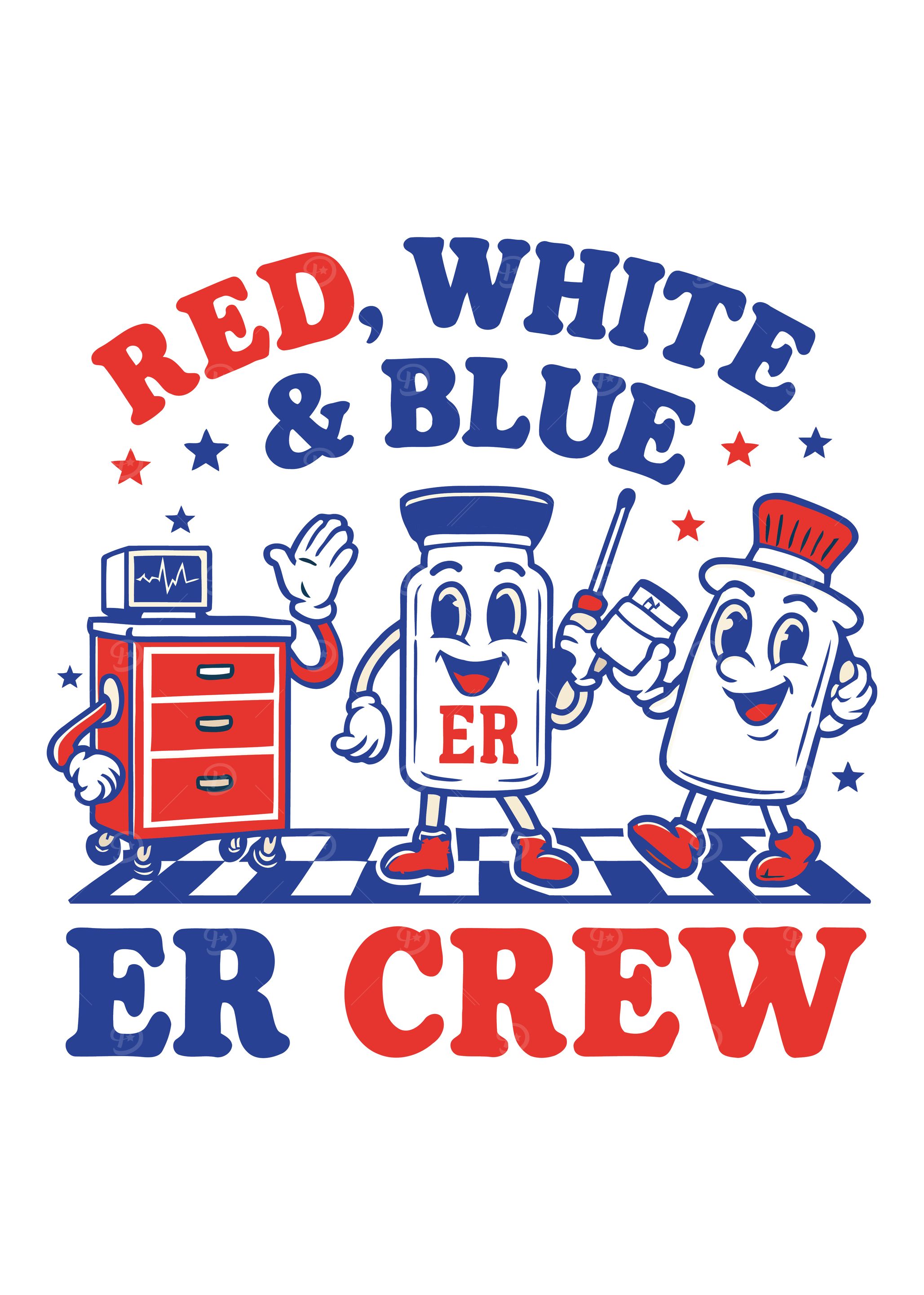 Red, White, and Blue ER Crew Nurse Usa