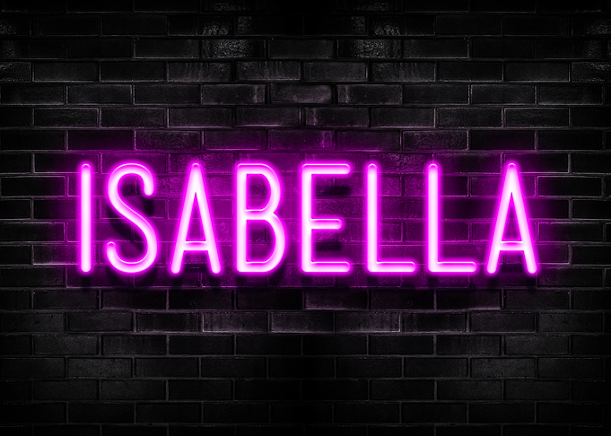 Isabella Neon Sign on Brick Wall