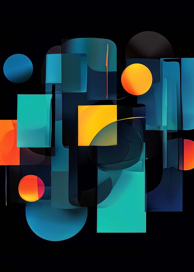 Abstract Geometric Shapes on Black Background