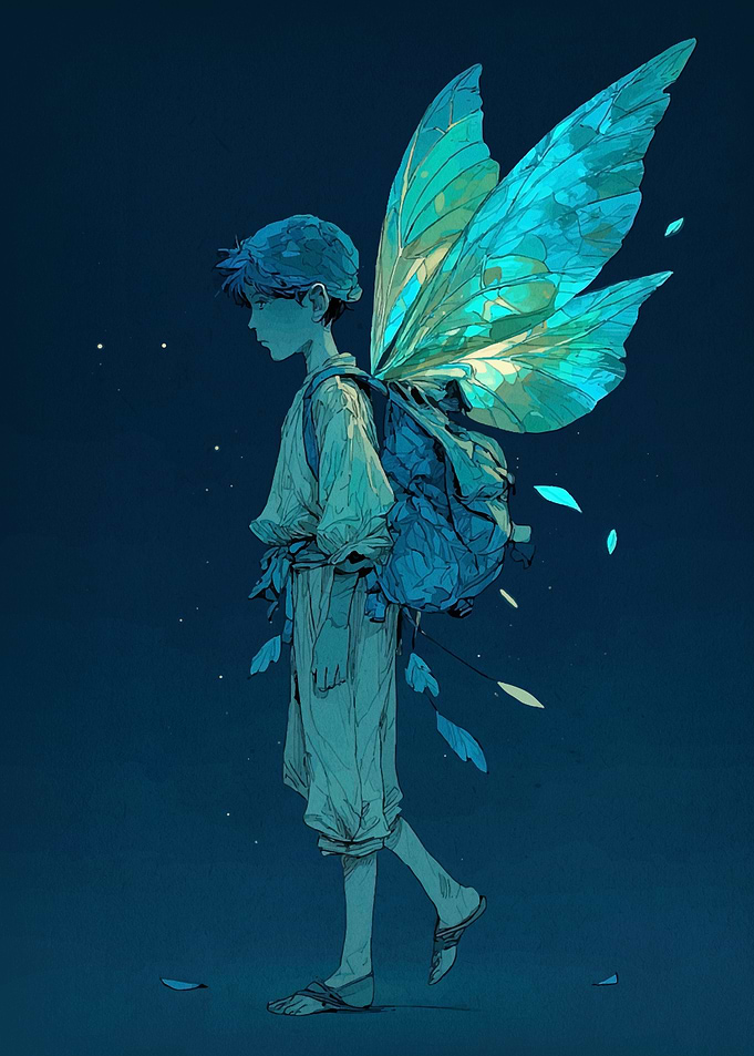 Blue Fairy Boy with Backpack