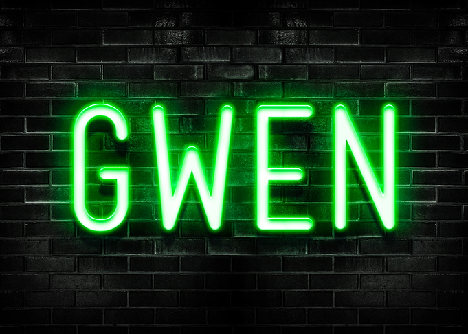 Gwen Neon Sign on Brick Wall