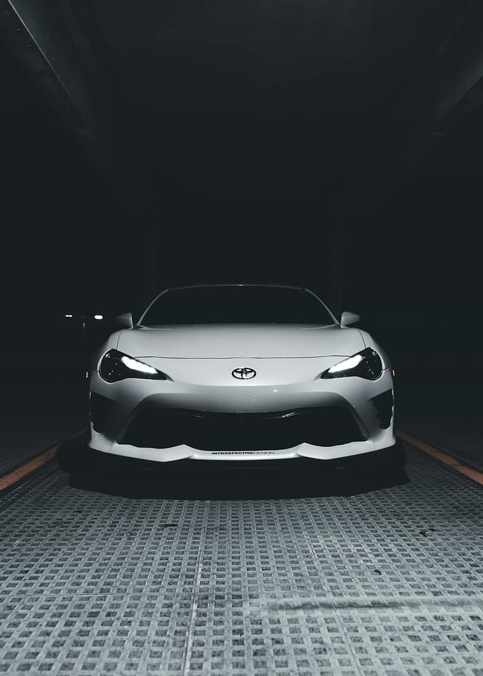 White Toyota Sports Car Front View