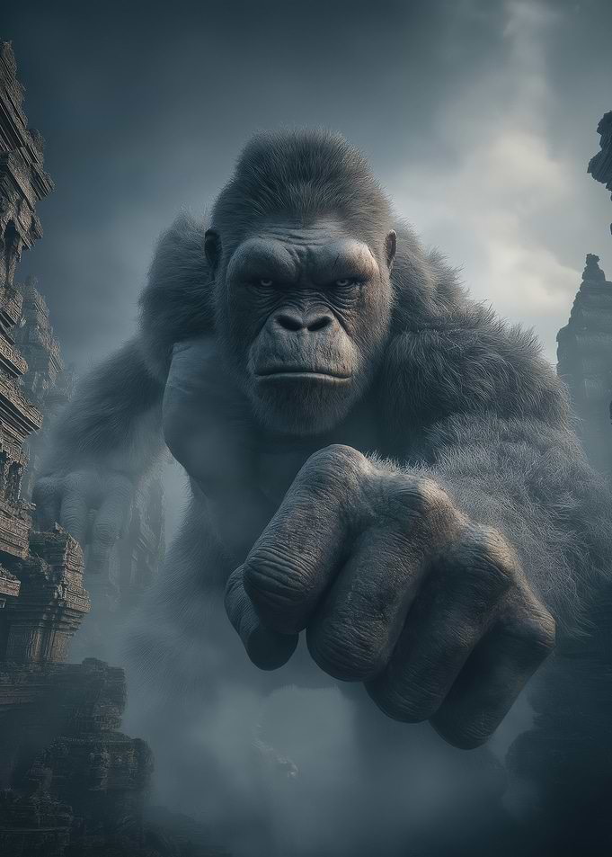 Giant Gorilla in Misty Ruins