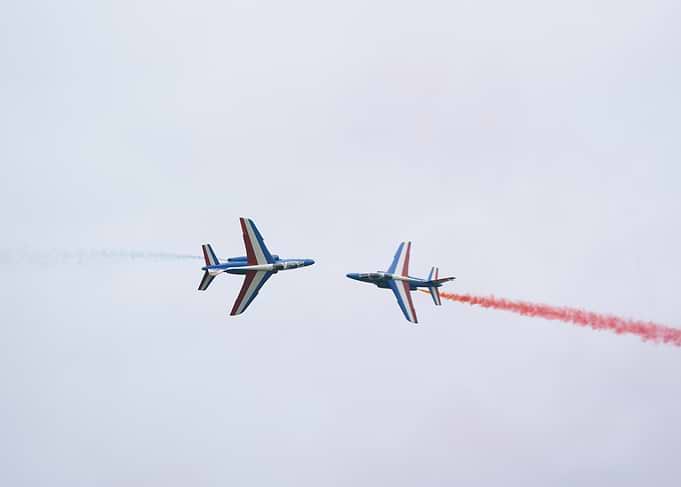 Two Airplanes Performing Aerobatics